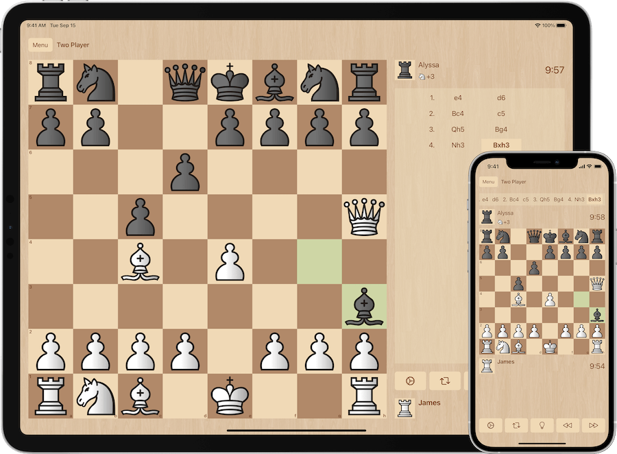 Chess Deluxe on an iPad and iPhone